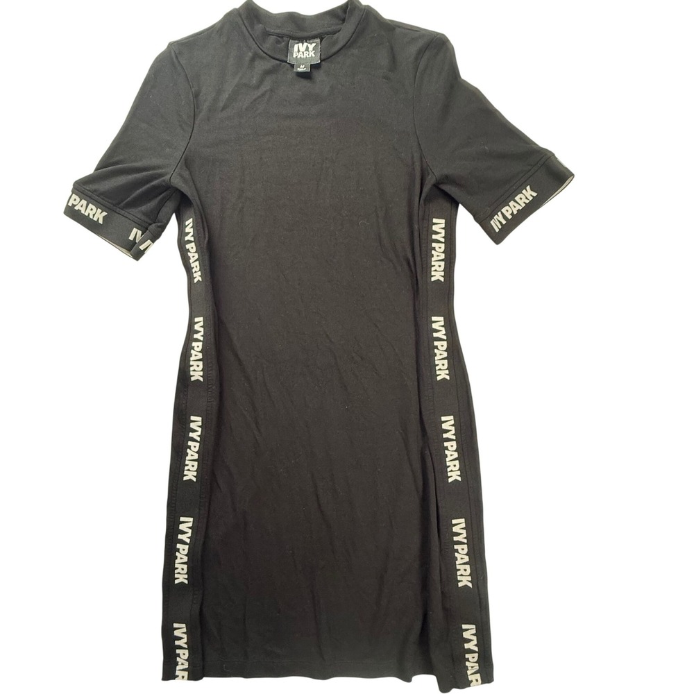 Ivy Park Black Logo Tape Bodycon T-Shirt Mini Dress ShortSleeve Medium 29K01LBLK
